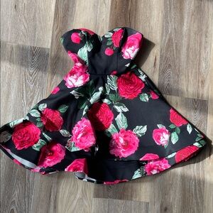 Floral Black and Pink Party Dress